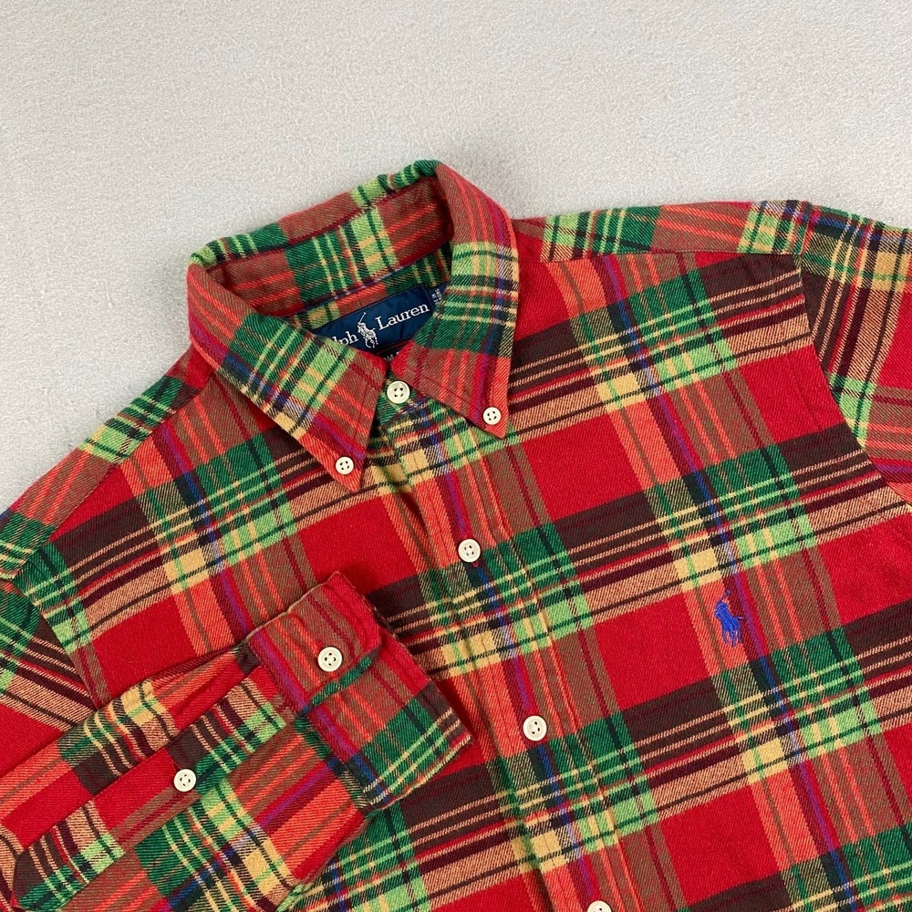 Vintage Polo Ralph Lauren Shirt S Multicolor plaid Minimalist Flannel red green